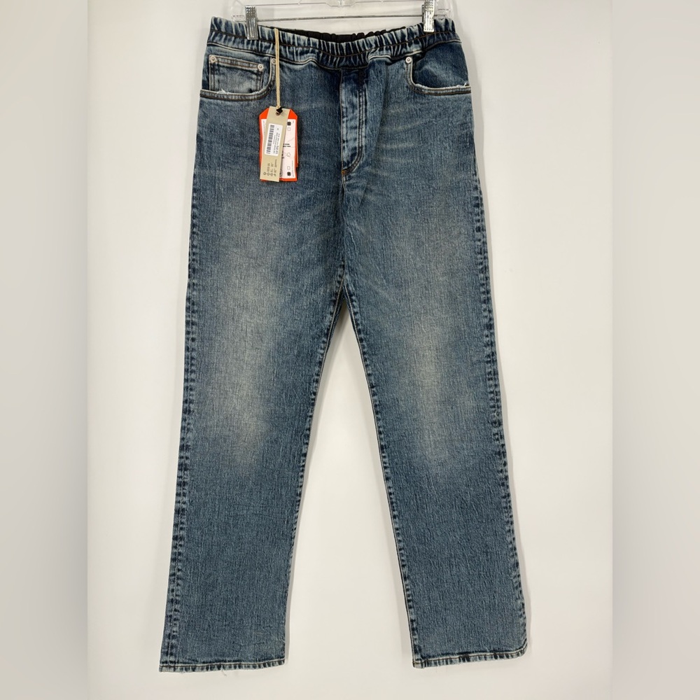 HERON PRESTON Elastic Band Jeans Ex-Ray Washed Indigo Size 32 - Picture 4 of 13